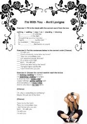 English Worksheet: Song Class - Im With You (Avril Lavigne)