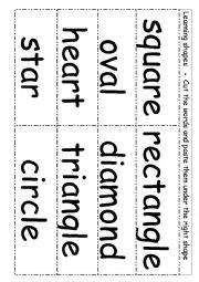English Worksheet: Learning shapes   -  Cut the words and paste them under the right shape