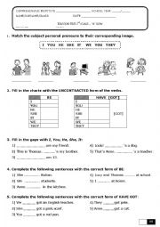 SPECIAL NEEDS STUDENT TEST for the PRESENT TENSE OF ALL VERBS