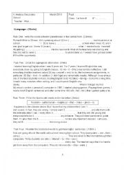 English Worksheet: 4th form test