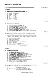 English Worksheet: Interface 3 - placement test