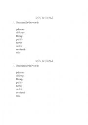 English Worksheet: zoo