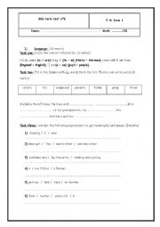 English Worksheet: Mid term test n1 for 7th forms