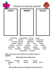 English Worksheet: Character and personality adjectives