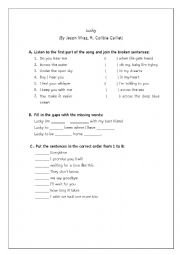 English Worksheet: lucky listening activity