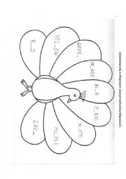 English Worksheet: Colour the peacock