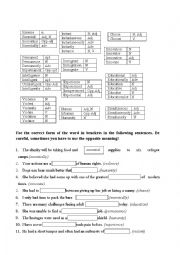 English Worksheet: Word Formation