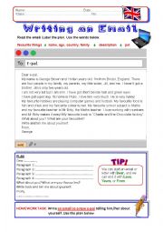 English Worksheet: Writing an Email