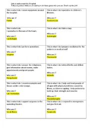 English Worksheet: Hospital Jobs - pairwork oral work