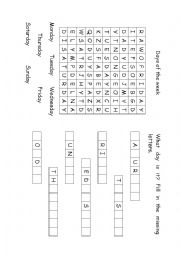 English Worksheet: Days of the week