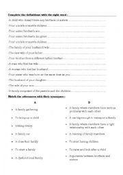 English Worksheet: Family relationships 9th form