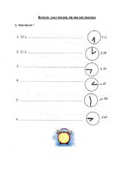 Daily routine + time + school timetable exercises
