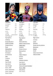 Comparatives and superlatives about superheroes