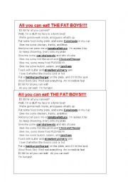 English Worksheet: song using food language