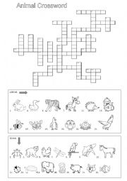 English Worksheet: ANIMAL CROSSWORD