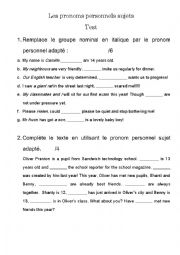 English Worksheet: Test about personal pronouns