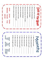 English Worksheet: Days and Months