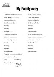 English Worksheet: my famly song