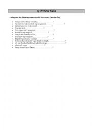 English Worksheet: Question Tags Activity