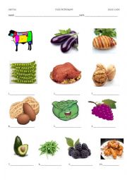 English Worksheet: FOOD PICTIONARY