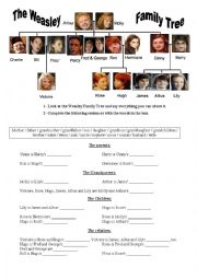 English Worksheet: The Weasley Family Tree