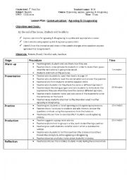 English Worksheet: Lesson plan 