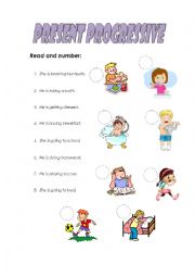 English Worksheet: PRESENT PROGRESSIVE