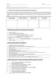 English Worksheet: Mixed Tense Exercises
