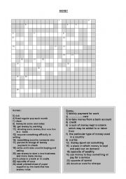 English Worksheet: MONEY CROSSWORD