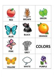 English Worksheet: MEMORY GAME - COLORS