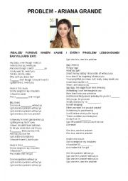 English Worksheet: PROBLEM - ARIANA GRANDE