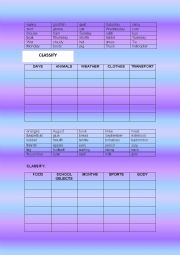 English Worksheet: Classify words