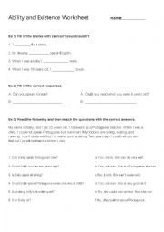 English Worksheet: Can and Cant/There is [are]