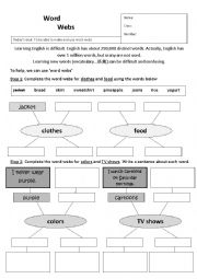 English Worksheet: Word Webs