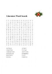 English Worksheet: Literature Word Search