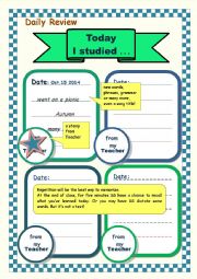 English Worksheet: Daily+ Weekly Review forms for kids