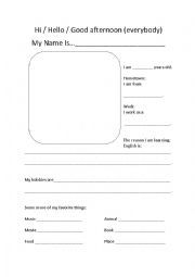 English Worksheet: Introductions activity