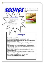 English Worksheet: Scone recipe for children