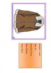 English Worksheet: 8th form clothes cards