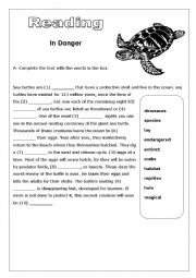 English Worksheet: Turtles in Danger