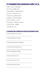 English Worksheet: Exercises with genitive