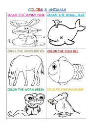 English Worksheet: Colors & Animals