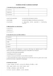 English Worksheet: Australian animals - vocabulary worksheet