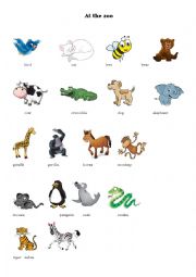 English Worksheet: Animals names