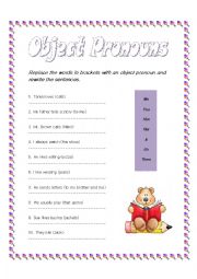 English Worksheet: object pronouns