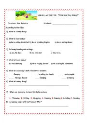 English Worksheet: Present Continuos Video Activity