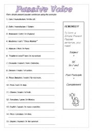 English Worksheet: passive voice