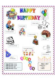 Birthday party worksheets