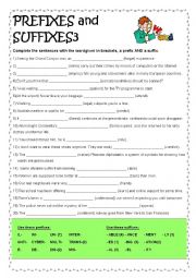 English Worksheet: PREFIXES and SUFFIXES 3