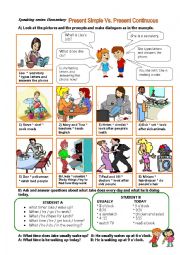 English Worksheet: Speaking series: elementray - Present Simple Vs Present Continuous